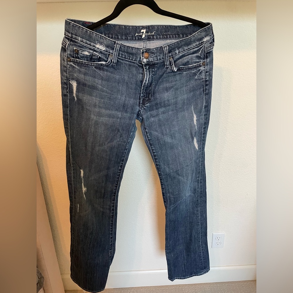 7 For All Mankind distressed boot-cut jeans